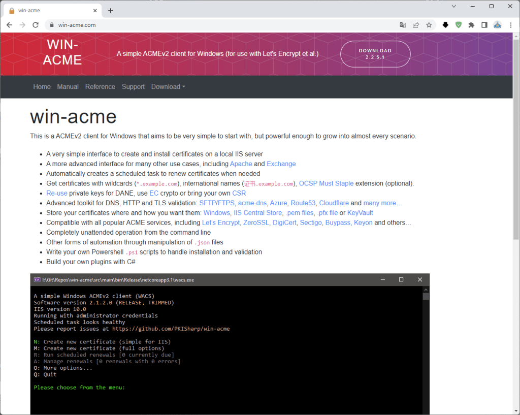 윈도우 Let's Encrypt iis ssl win-acme