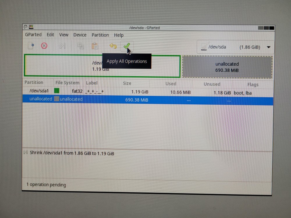 parted 라즈베리파이 파티션 크기 줄이는 방법 5 gparted