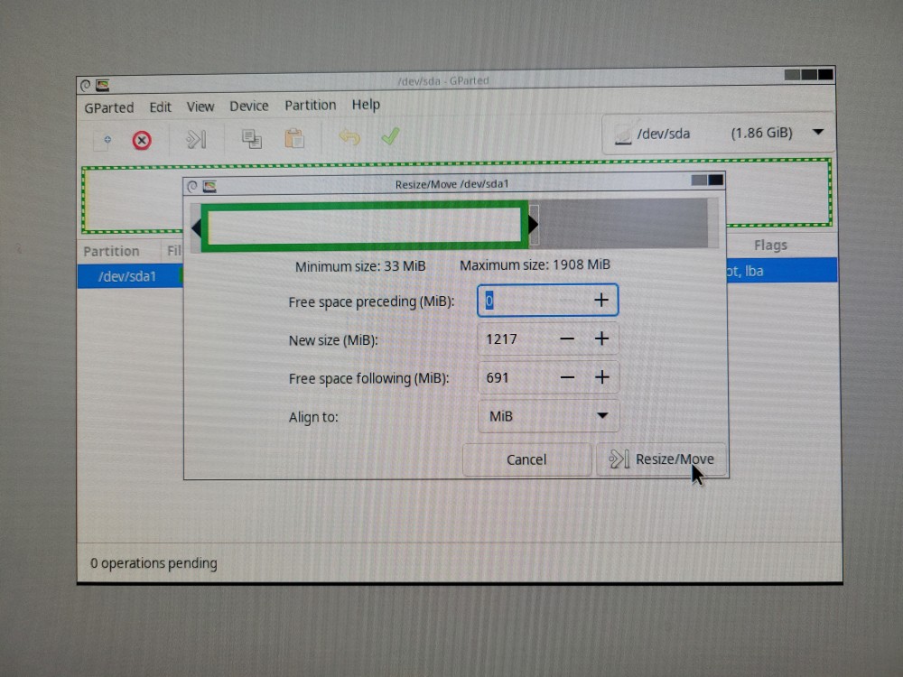parted 라즈베리파이 파티션 크기 줄이는 방법 4 gparted