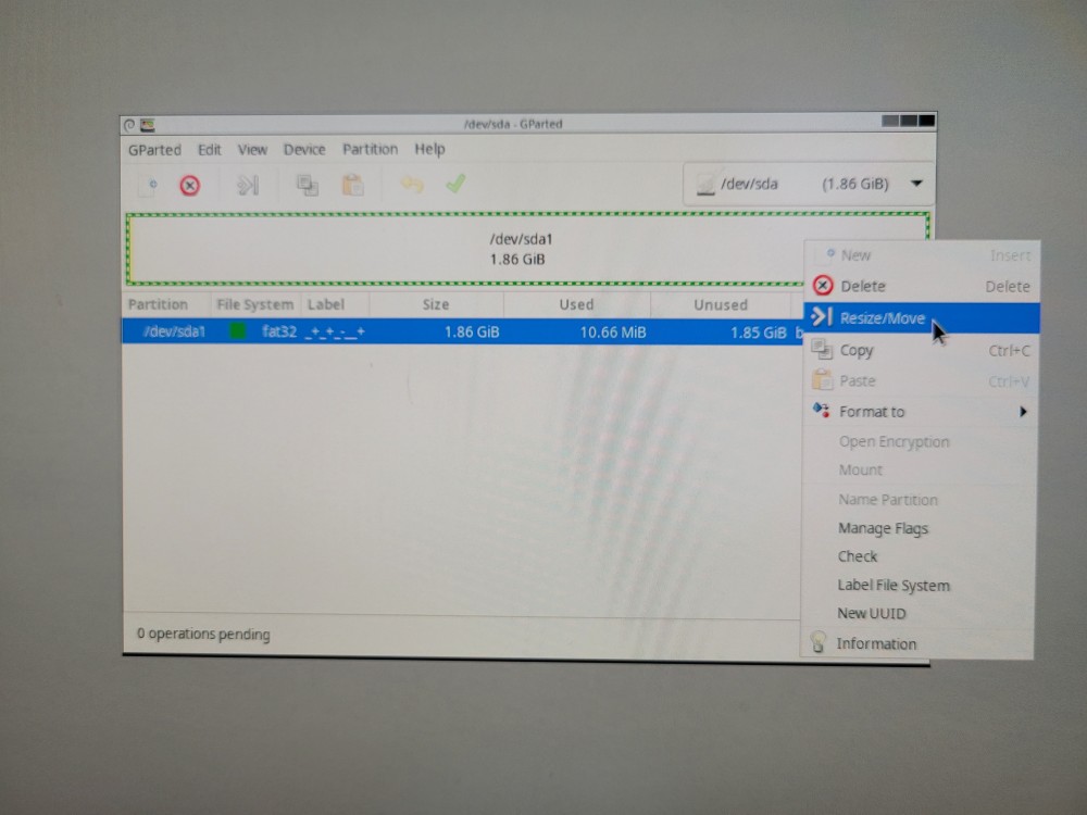 parted 라즈베리파이 파티션 크기 줄이는 방법 3 gparted