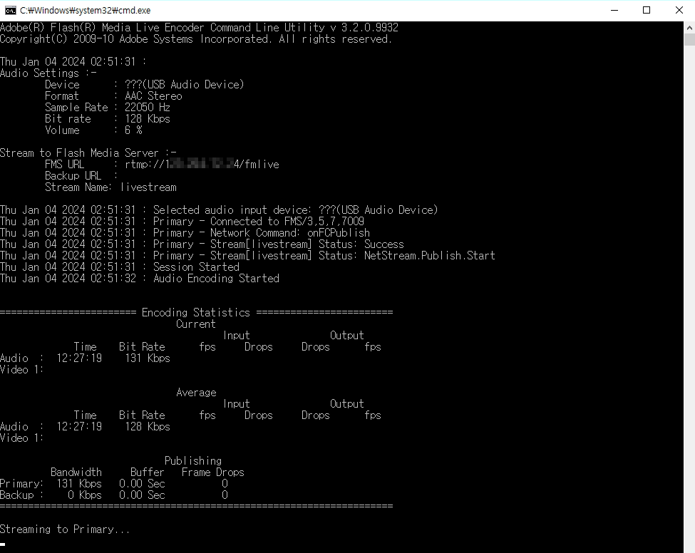 adobe flash media line encoder command
