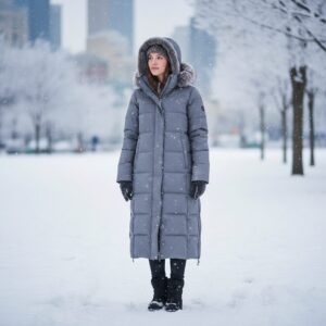 K2 여성 롱패딩 스노우 그레이 컬러 실착 샷