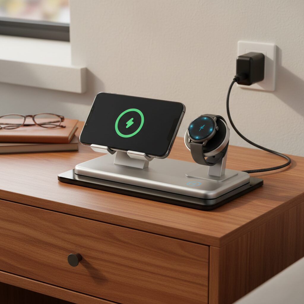 스마트폰과 시계를 동시 충전하는 무선 멀티 충전기