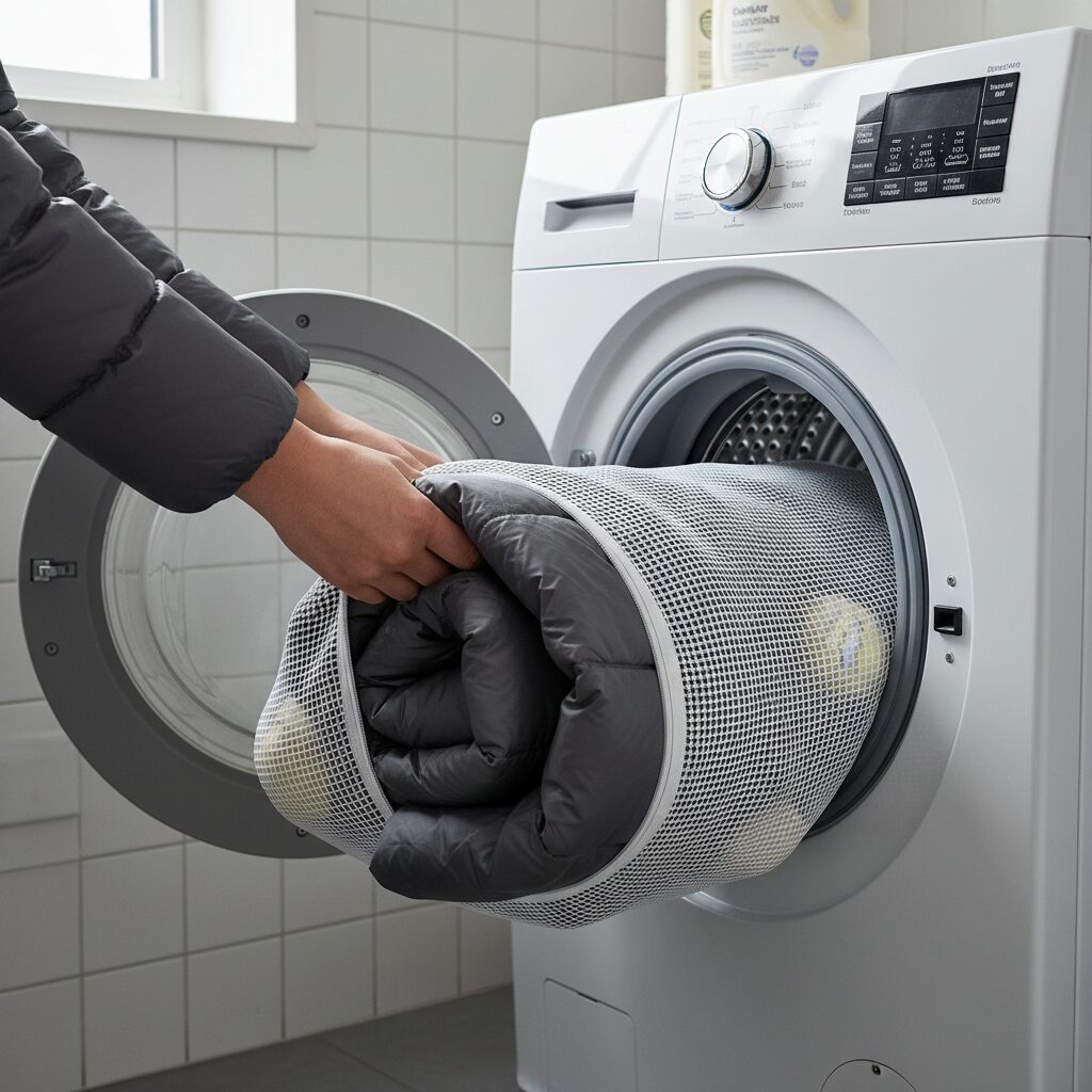 K2 롱패딩 구매 후기와 겨울 패딩 관리법 2 롱패딩을 세탁망에 넣고 세탁기에 돌리는 방법