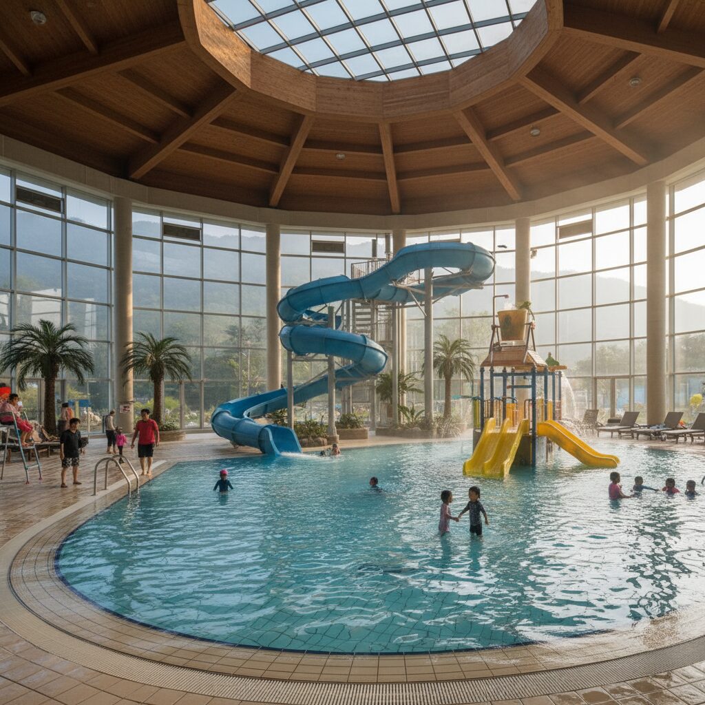태백호텔 실내 수영장 워터풀과 슬라이드