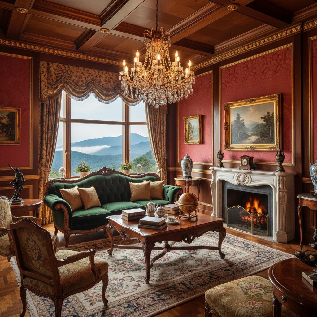 태백호텔 로얄스위트룸 거실과 엔틱 인테리어