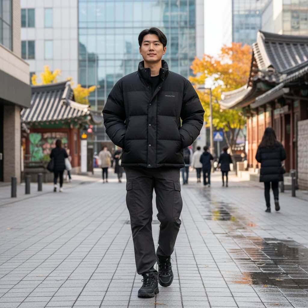 2026년 겨울을 위한 여성 숏패딩 세 가지 선택 1 블랙야크 스톤마스터 숏패딩 여유 핏 착용 사진