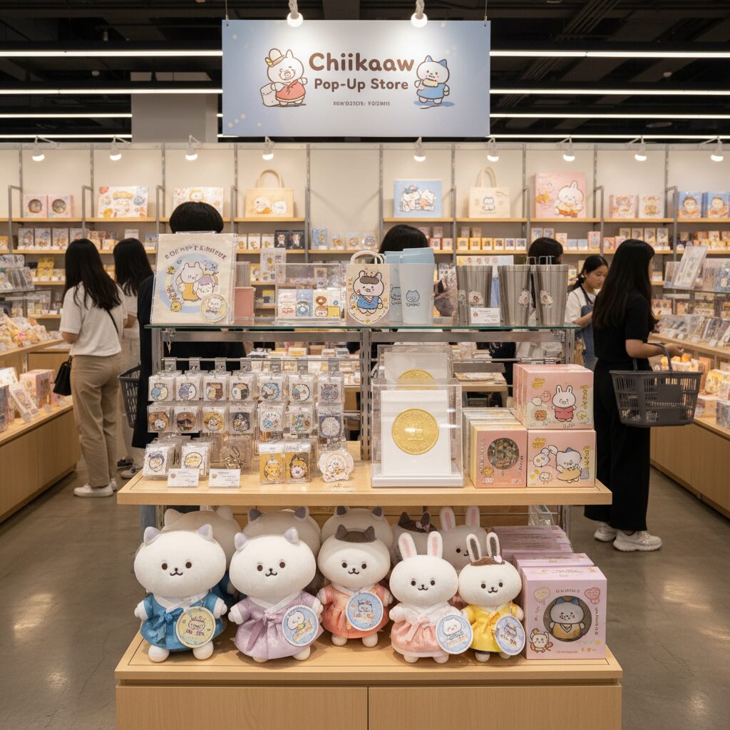 치이카와 팝업 전시회 방문기 2 치이카와 팝업 전시회 한정판 굿즈들이 진열된 모습