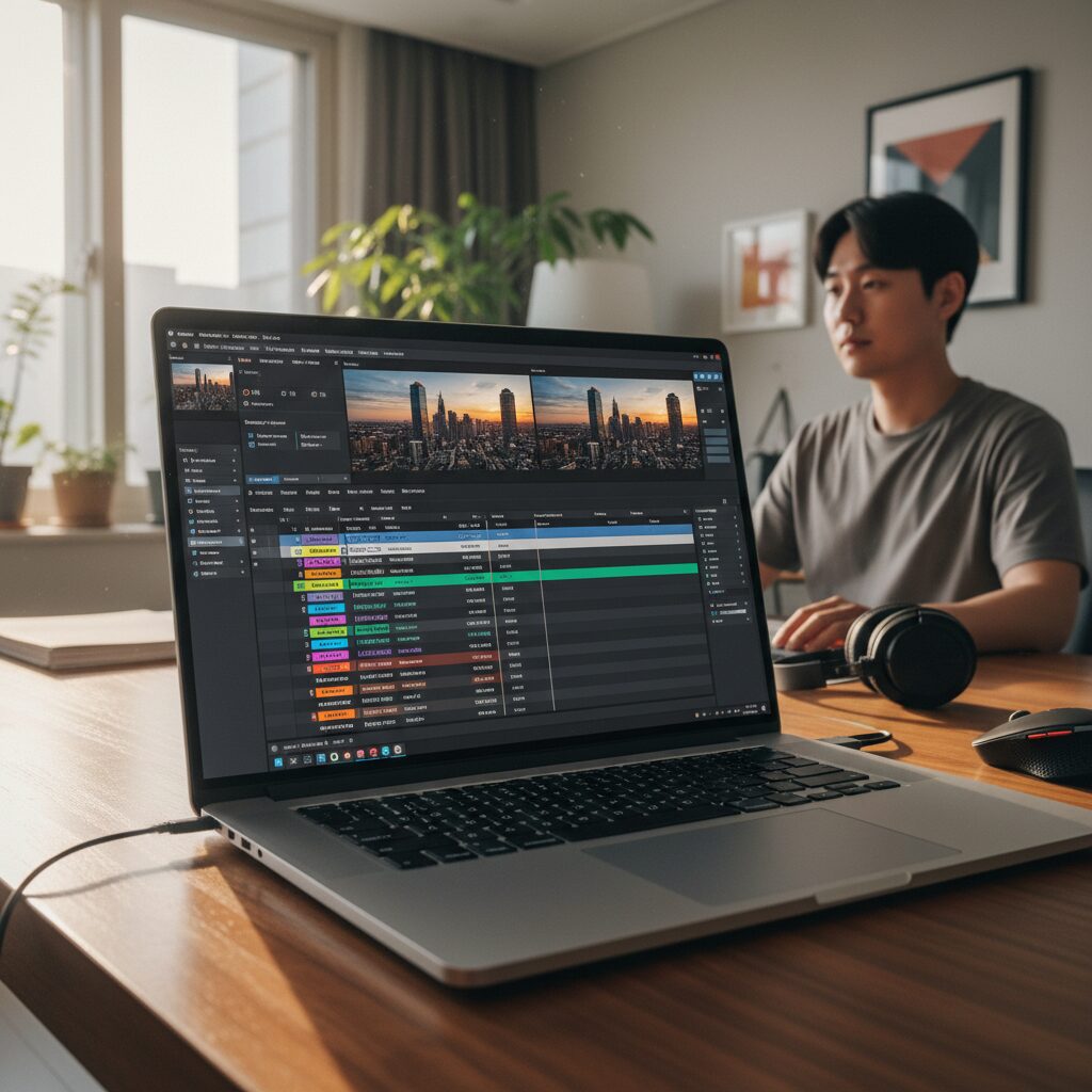 신학기 노트북 고르는 가장 쉬운 방법 2 영상 편집 소프트웨어가 실행된 고성능 노트북 화면