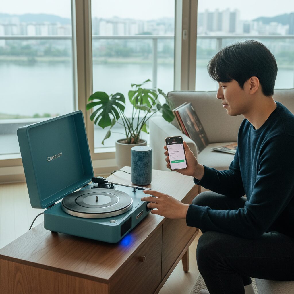 LP 입문자 가성비 턴테이블 추천 2 크로슬리 제스퍼 턴테이블 블루투스 연결