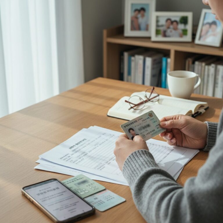 에너지바우처 신청 서류와 신분증 준비하는 모습