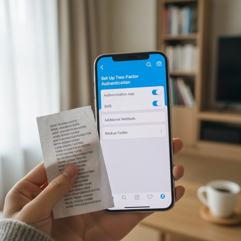 인스타그램 2단계 인증 설정 화면과 백업 코드
