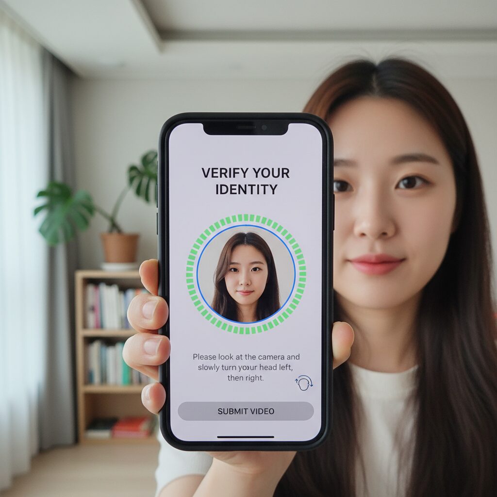 인스타그램 비디오 셀피 신원 확인 화면 예시