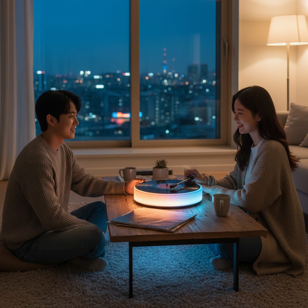 LP 입문자 가성비 턴테이블 추천 3 인사이디 LED 무드등 턴테이블 분위기 조명