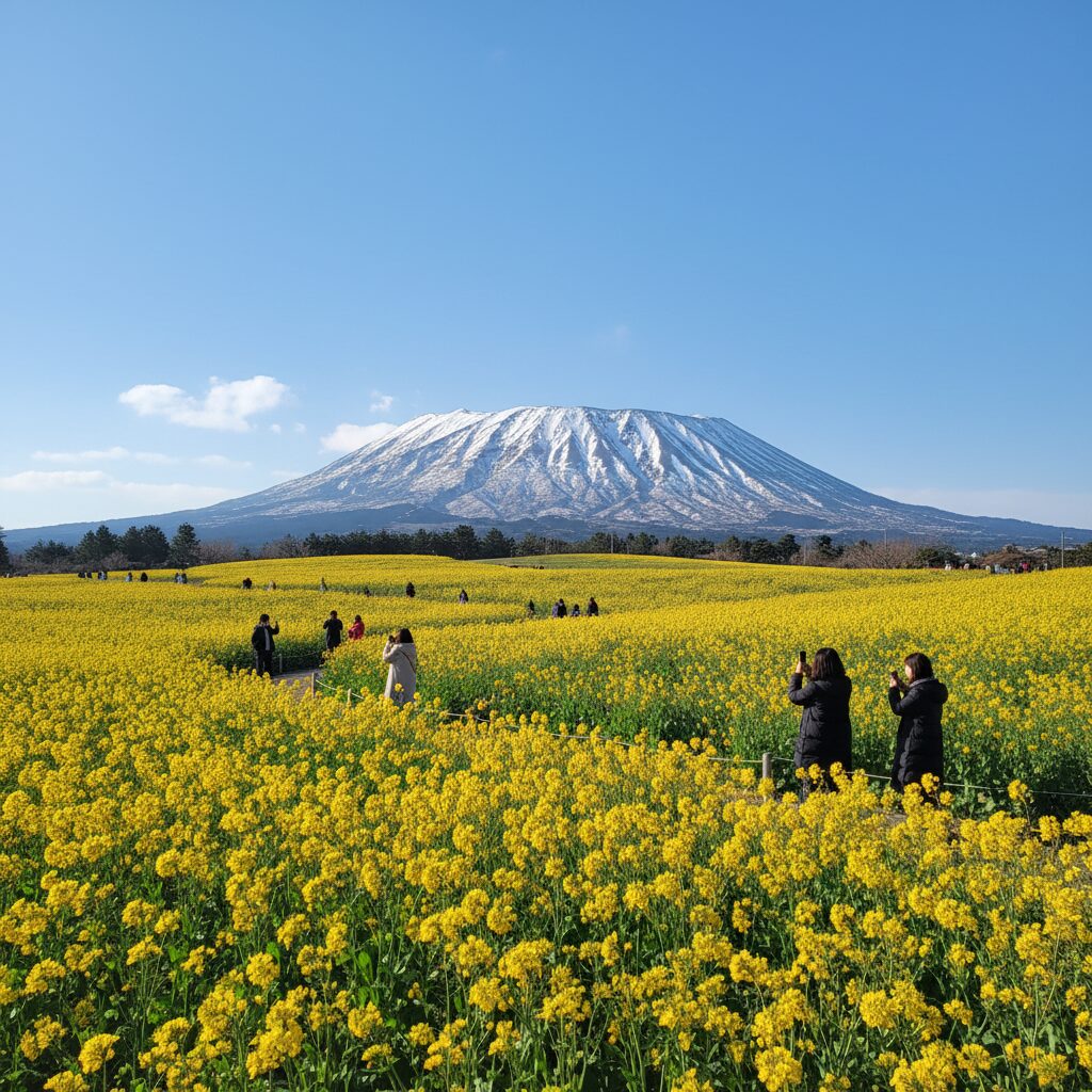 겨울 제주 동백꽃 여행 휴애리와 위미리 가이드 2 휴애리 겨울 유채꽃밭과 한라산 풍경