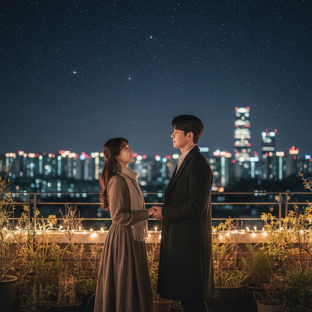 별에서 온 그대 2026 드라마 장면 별빛 아래 서 있는 남녀 주인공