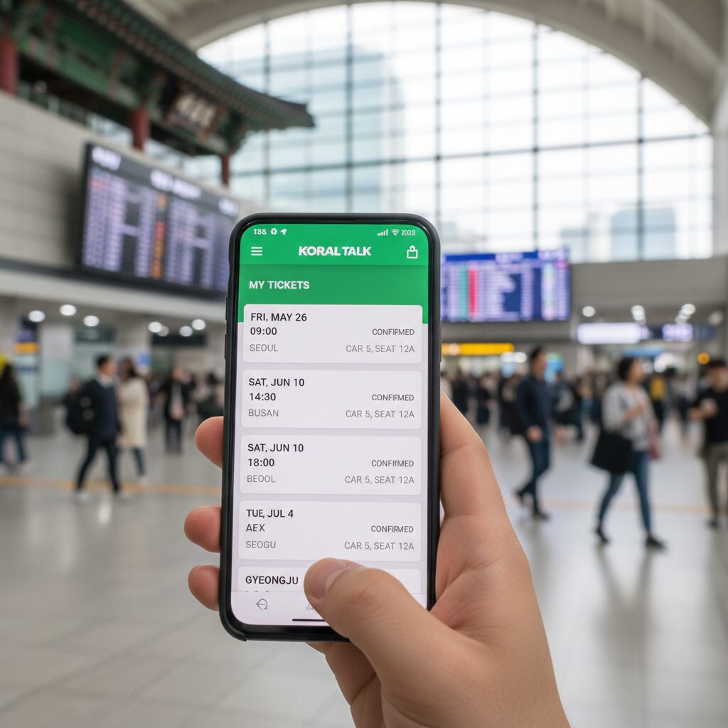 코레일톡 앱에서 예매 일정 확인하는 화면
