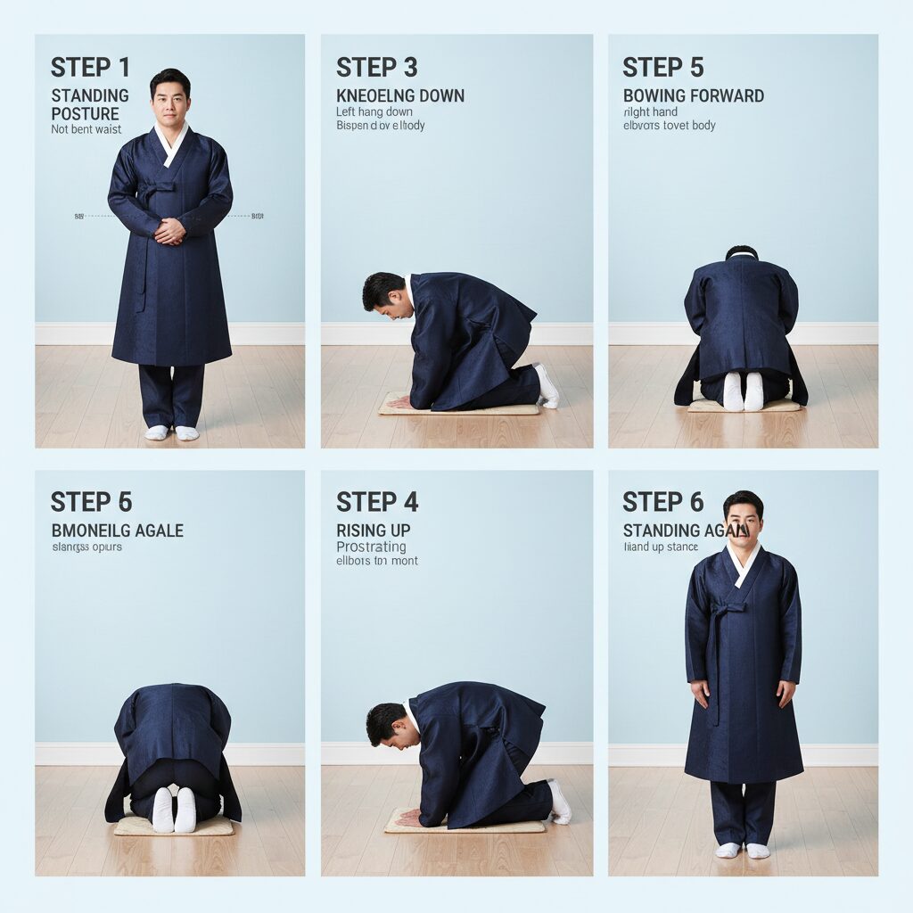 남자 세배 자세 단계별 설명 그림, 큰절 하는 방법