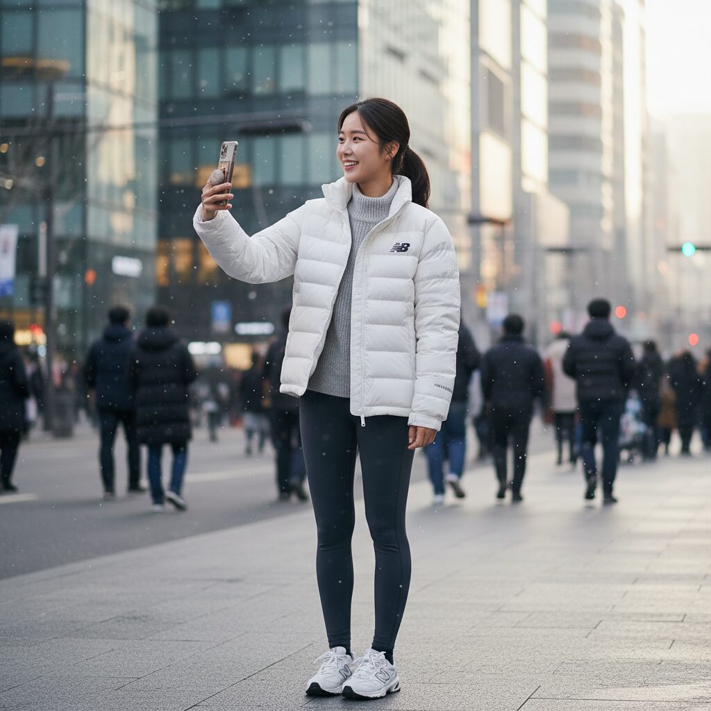 2026년 겨울을 위한 여성 숏패딩 세 가지 선택 2 뉴발란스 화이트 액티브 숏다운 착용 후기