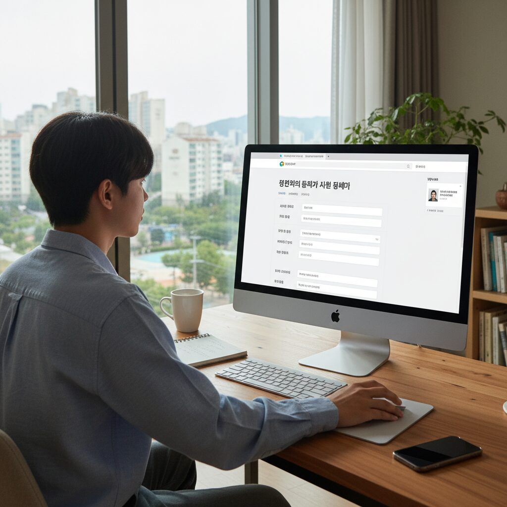 복지로 웹사이트에서 청년 월세 지원 신청서 작성하는 화면