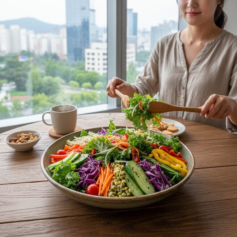 오야식 루틴을 위한 다양한 야채 샐러드