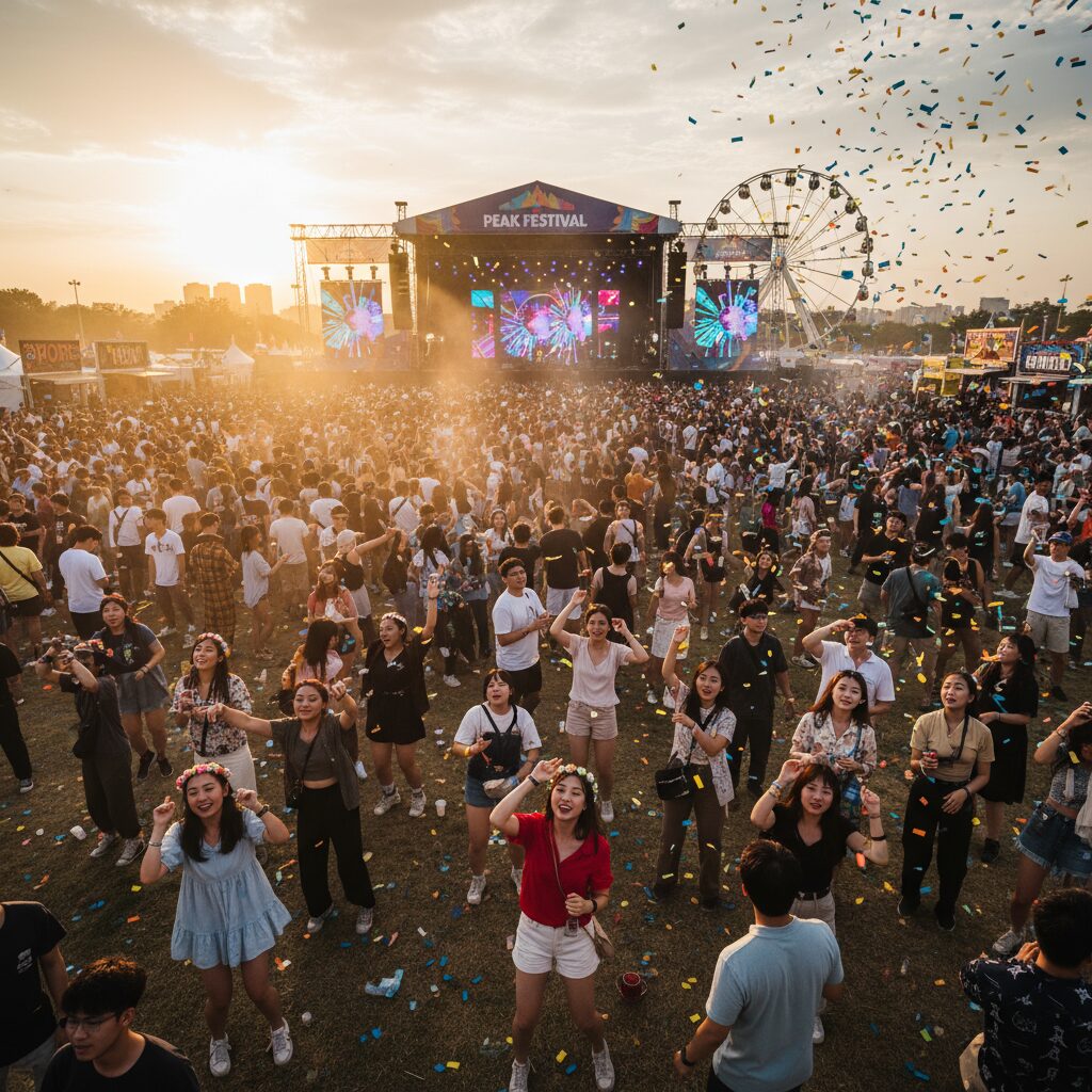 피크페스티벌 2026 5주년 블라인드 티켓 매진과 예매 가이드 2 피크페스티벌 현장에서 음악에 맞춰 즐거워하는 관객들의 모습