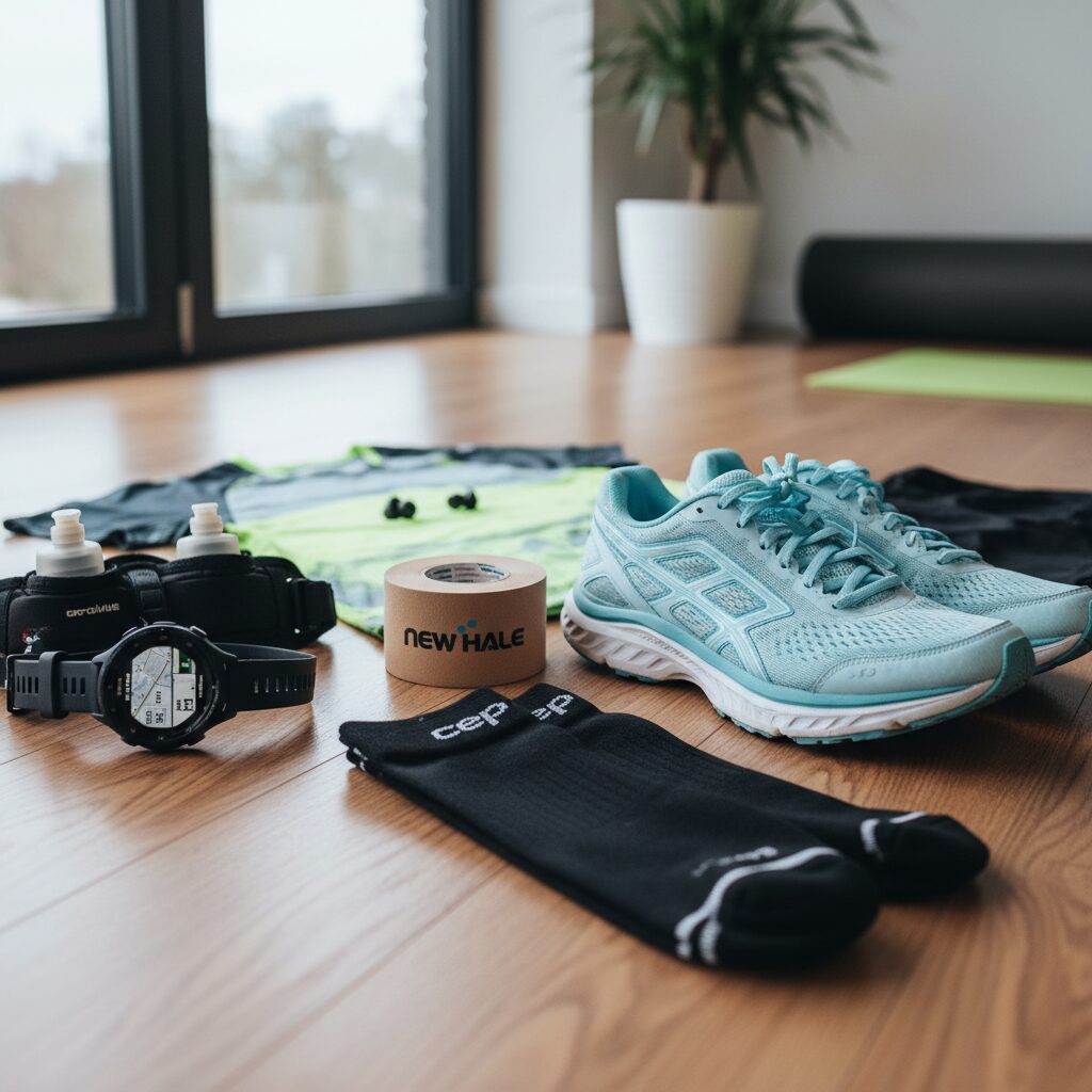 전현무 러닝 장비 세트 온 런닝화 CEP 양말 뉴헤일 무릎테이프