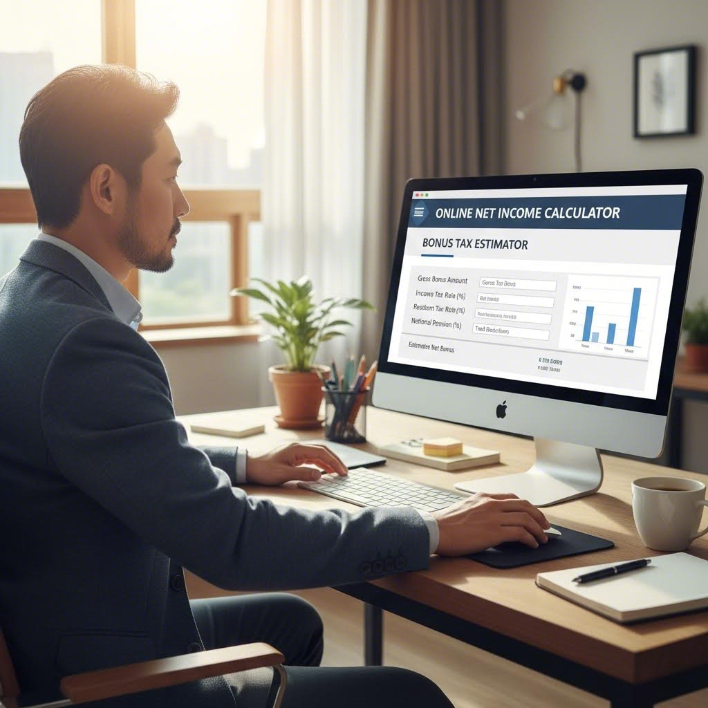 성과급 세금 계산법 쉽게 이해하기 2 온라인 실수령액 계산기 사용 화면 성과급 세금 예상