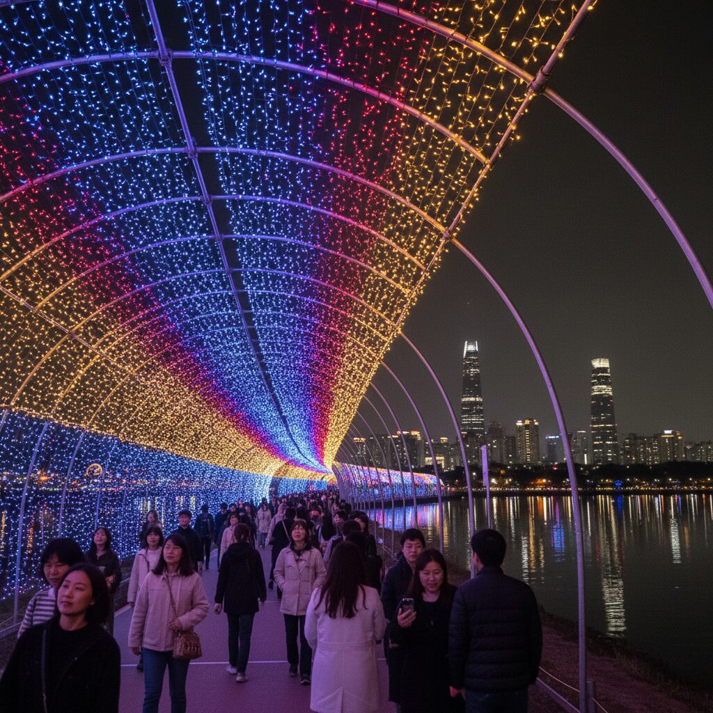 석촌호수 루미나리에 축제의 화려한 빛 터널과 야경
