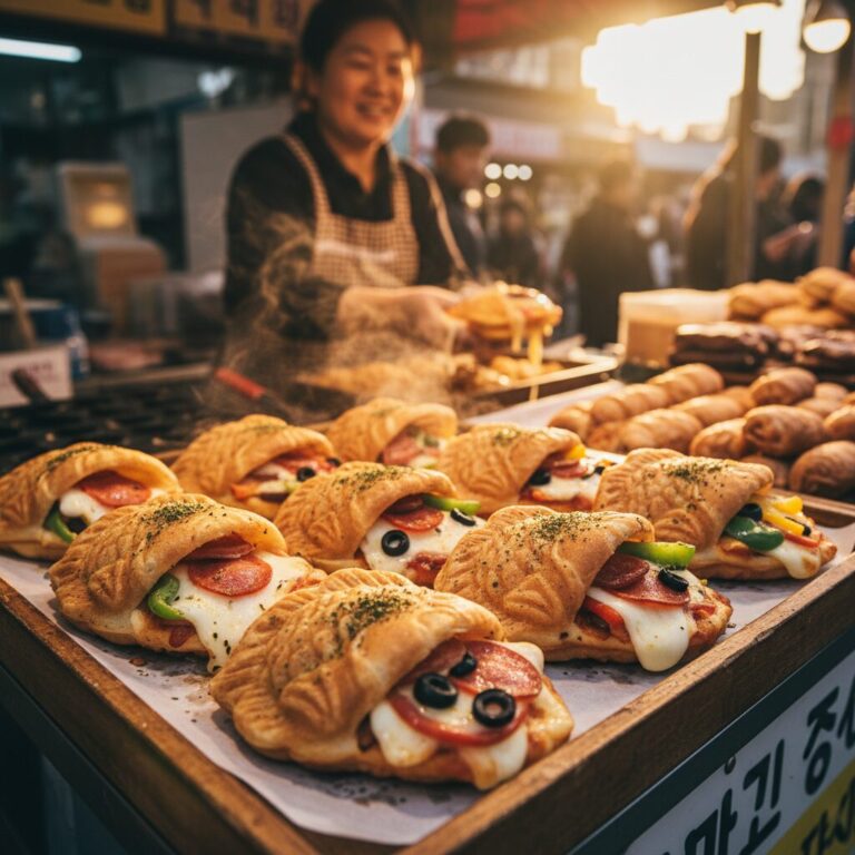 매장에서 판매하는 특색 있는 피자 토핑 붕어빵