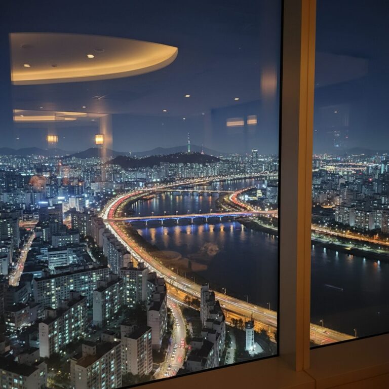 63빌딩 워킹온더클라우드에서 바라본 한강과 서울 도심 야경