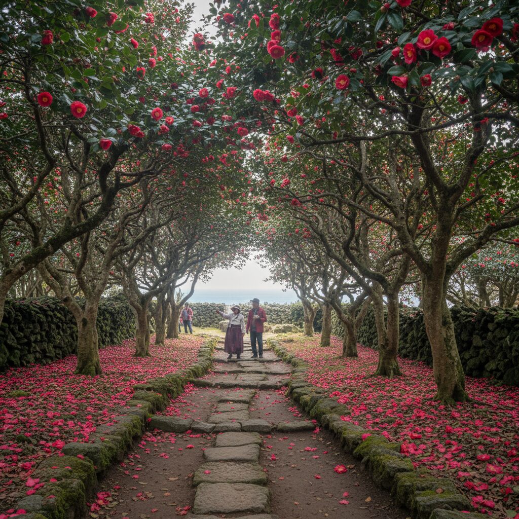 겨울 제주 동백꽃 여행 휴애리와 위미리 가이드 3 위미리 동백나무군락지 고즈넉한 산책로