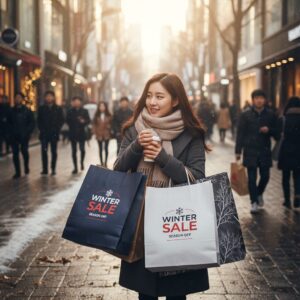 겨울 시즌오프 세일로 구매한 의류 쇼핑백