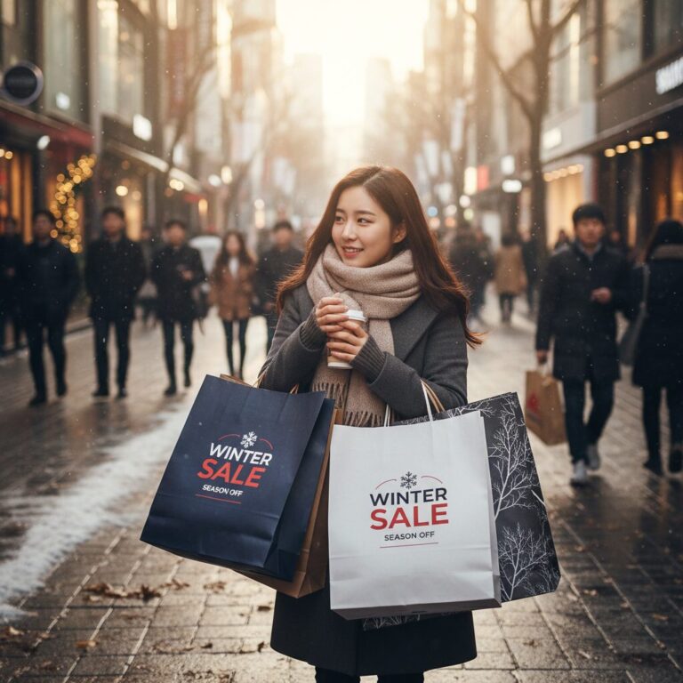 겨울 시즌오프 세일로 구매한 의류 쇼핑백