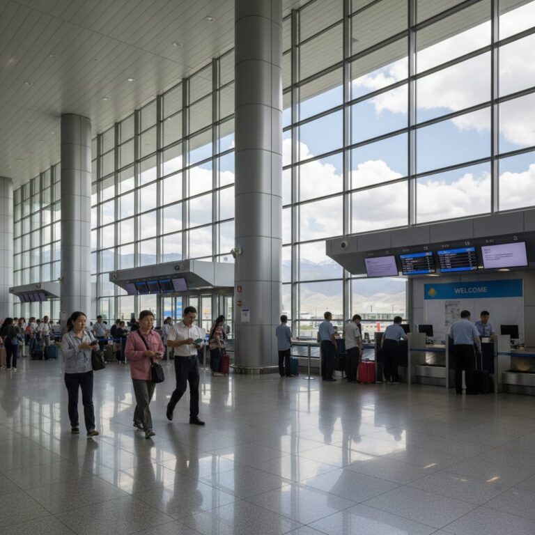 카자흐스탄 알마티 공항 입국장 내부 모습