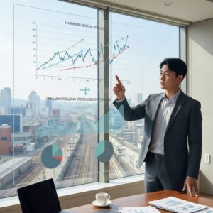 알루미늄 관련주와 철도차량 산업의 상관관계를 보여주는 차트