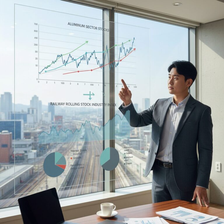 알루미늄 관련주와 철도차량 산업의 상관관계를 보여주는 차트
