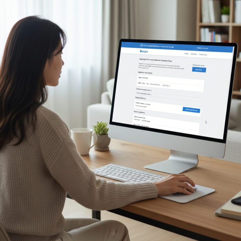 복지로 홈페이지에서 유아학비 신청 화면 예시