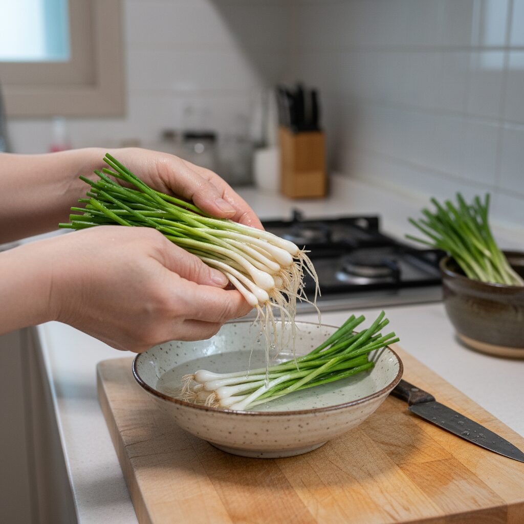 달래장 황금레시피와 활용법 1 달래 뿌리 손질 후 깨끗하게 씻은 모습