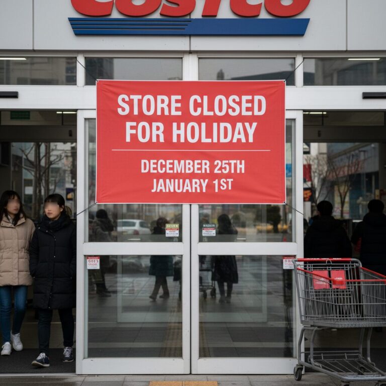 코스트코 매장 입구에 걸린 휴무일 안내 사진