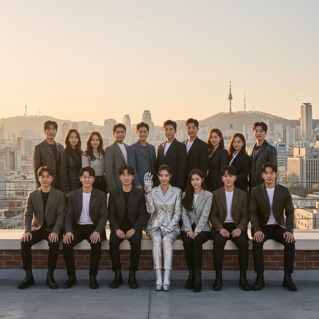 운명전쟁49 출연진 그룹 사진 다양한 점술사들이 모여 포즈를 취하고 있음