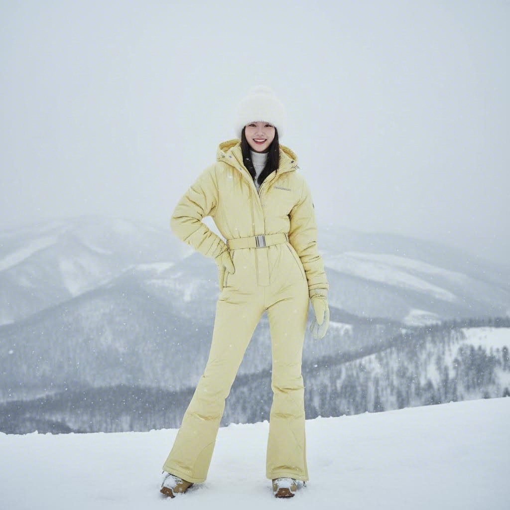 자크뮈스 나이키 문 슈즈 컬러와 스타일링 소식 1 파스텔 옐로우 컬러의 자크뮈스 스키복을 입은 모델