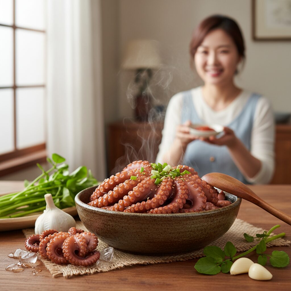 타우린이 풍부한 3월 제철 주꾸미가 담긴 그릇