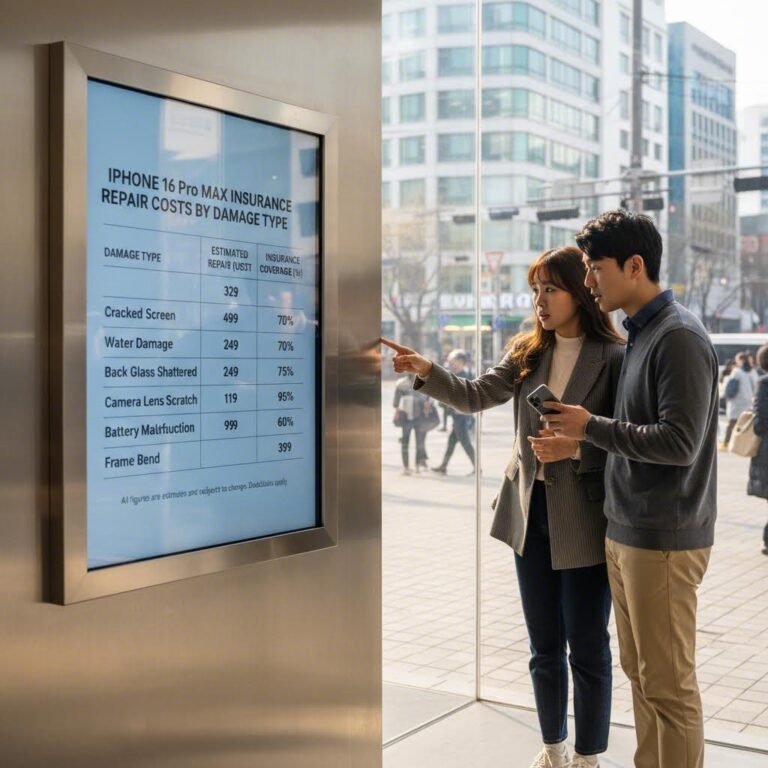 아이폰 16 프로맥스의 파손 유형별 보험 수리 비용 비교표