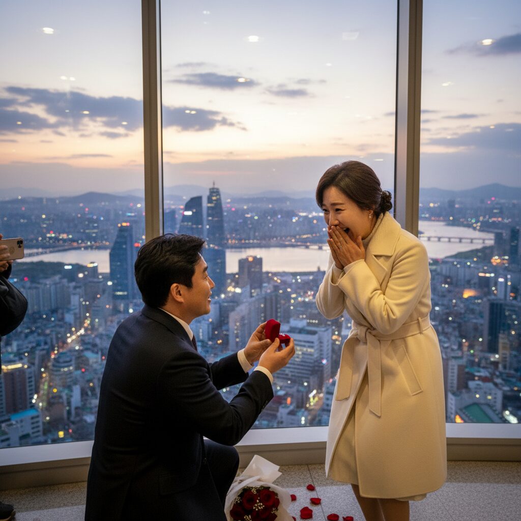 김병만이 63빌딩에서 아내에게 프러포즈하는 모습