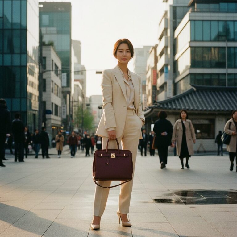 신혜선이 연기한 사라킴이 명품백을 들고 당당한 표정을 지은 스틸컷