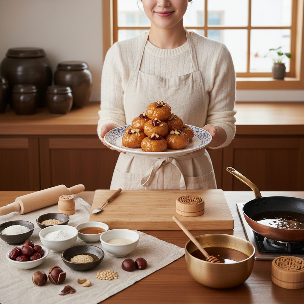 옥자연 아파트 개성주악 레시피와 따뜻한 별내 라이프 1 옥자연이 만든 개성주악 완성품과 재료