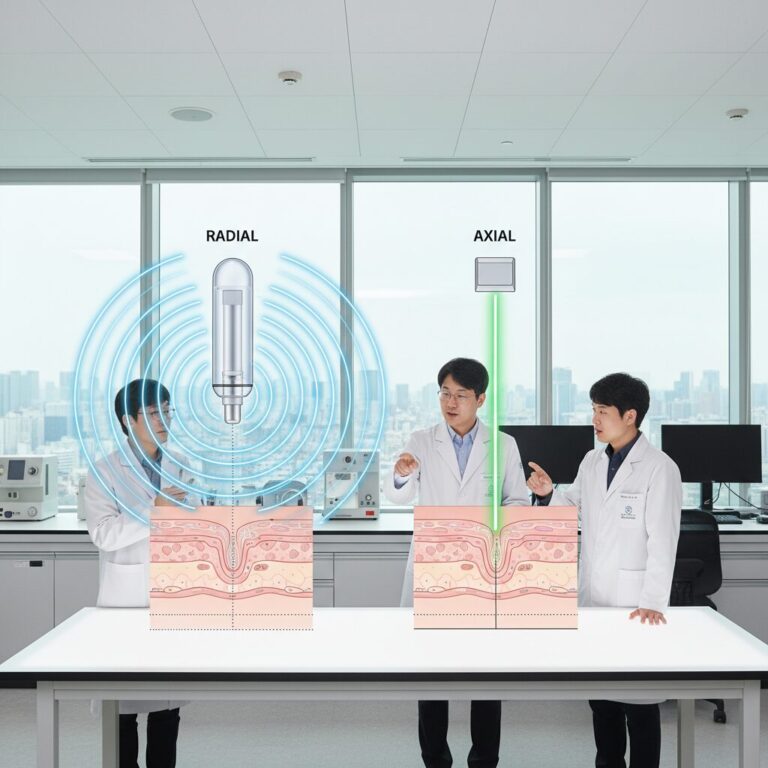 슈링크 카트리지 방사형과 축방향 작동 방식 비교 다이어그램