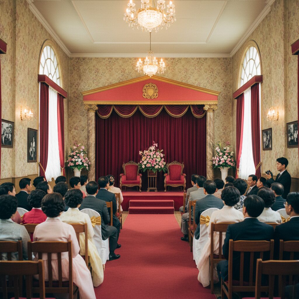 마산신신예식장 전통 레트로 웨딩의 현실 1 옛날 결혼식장의 분위기를 간직한 신신예식장 내부 인테리어