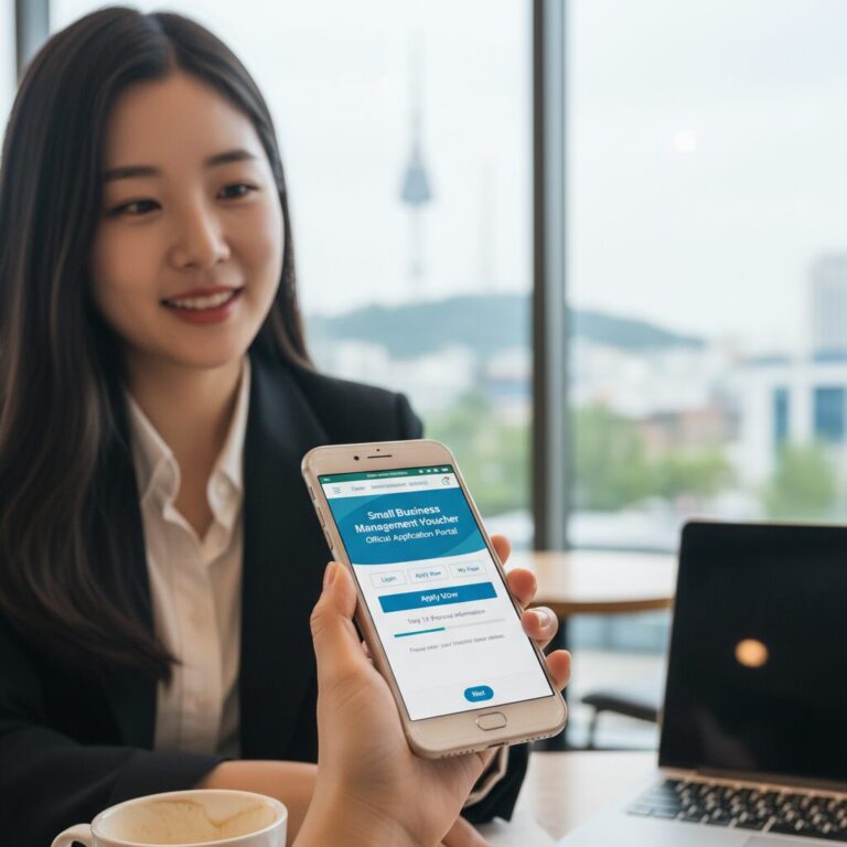 소상공인 경영바우처 공식 홈페이지 접속 및 신청 과정 모바일 화면